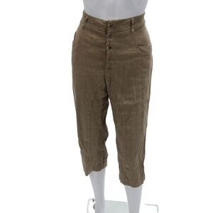 Transit Par Such Unisex Cropped Capri Pants Linen Striped Brown Size 3